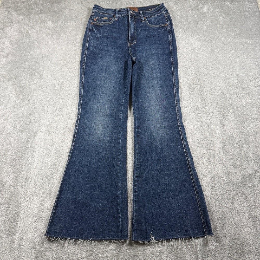 Judy‎ Blue Jeans Womens 7/28 Blue High Waisted Flare Raw Hem JB8882DK-CO